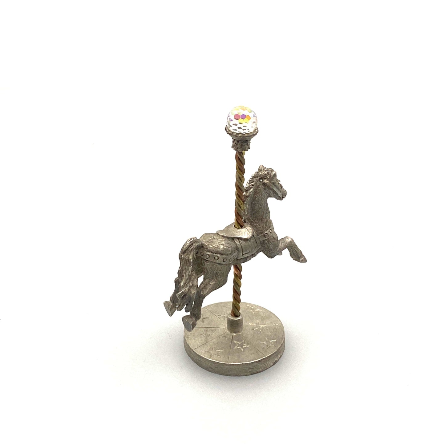 Spoontiques 1983/1984 Pewter Carousel Horse Figurine #5 Faceted Crystal Ball