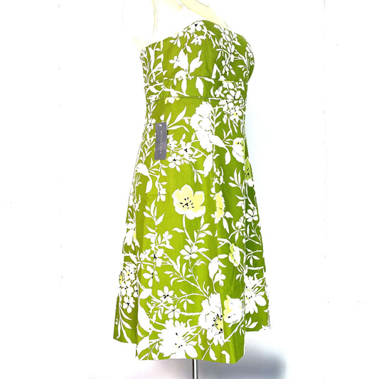 Ann Taylor | Summer Floral Strapless Knee Length Dress | Color: Green | Size: 14 | NWT
