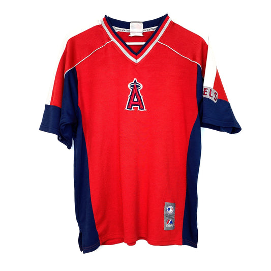 Vintage Majestic Mens Size S Red T-Shirt Jersey Anaheim Angels Baseball Jersey S/s