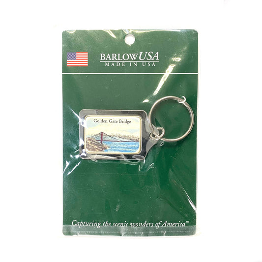 Barlow USA “Golden Gate Bride” Metal Enamel Keychain Souvenir Key Ring Rectangle