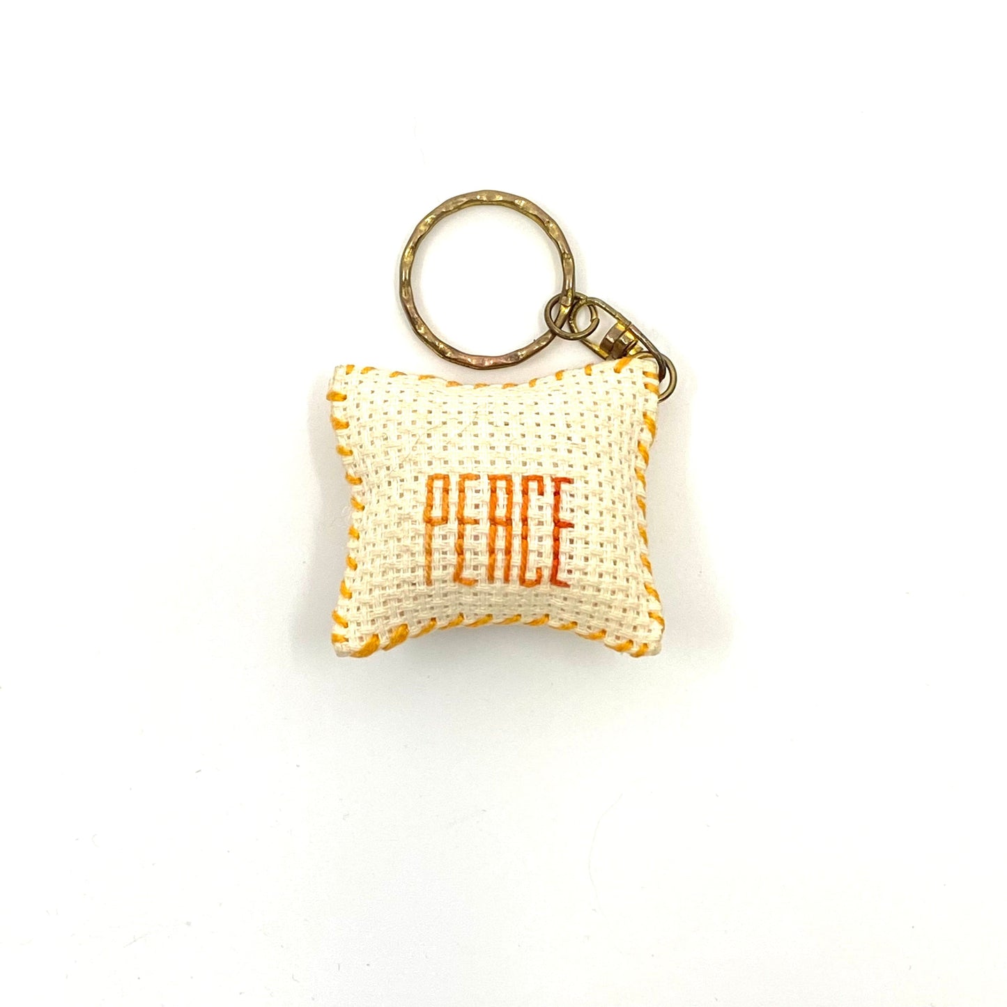 “PEACE” Dove Olive Branch Pillow Keychain Religious Charm