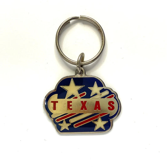 Vintage Gift Creations Texas Stars Souvenir Keychain Key Ring Metal Silver