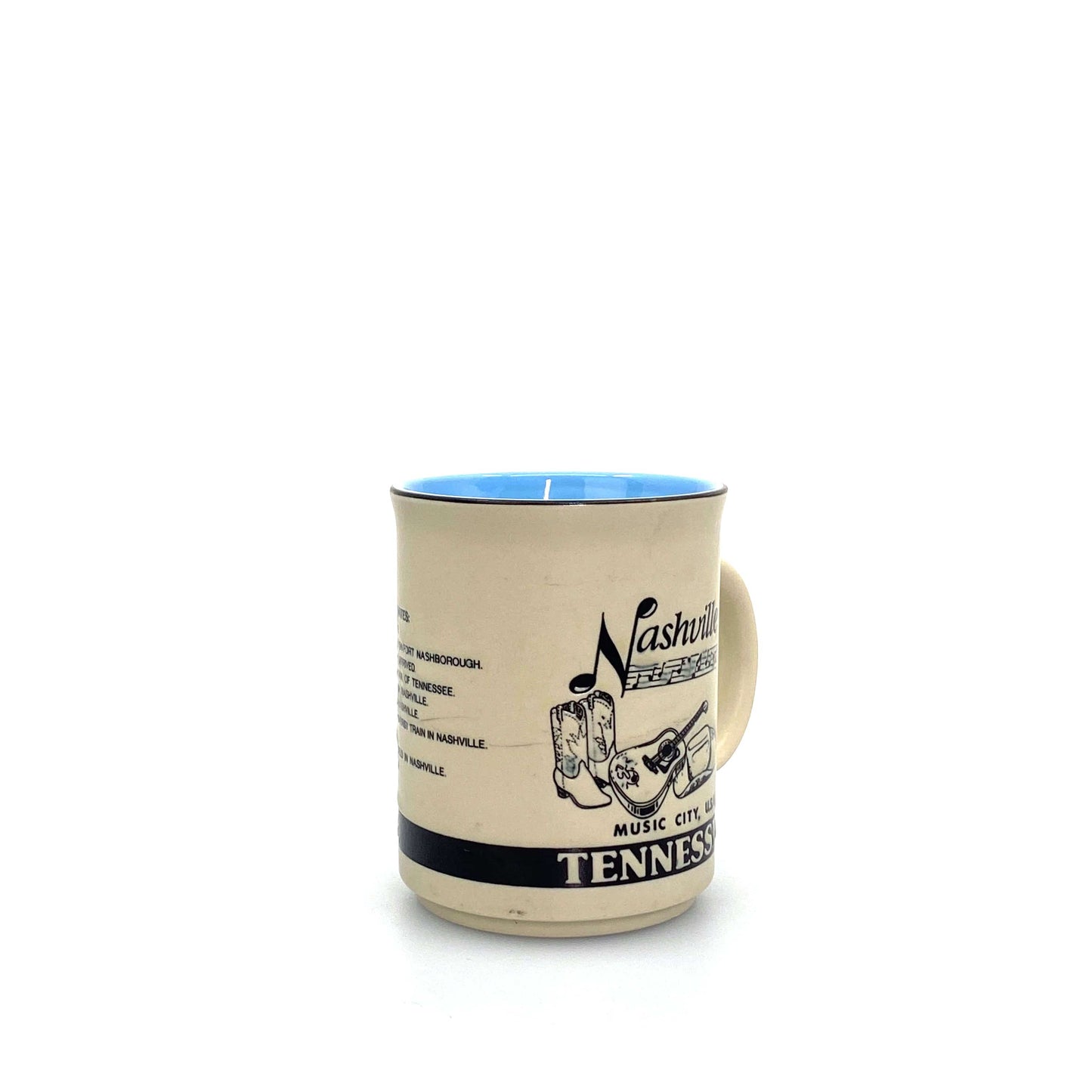 State of Tennessee Nashville Music City USA Coffee Cup 16 Oz Beige Blue