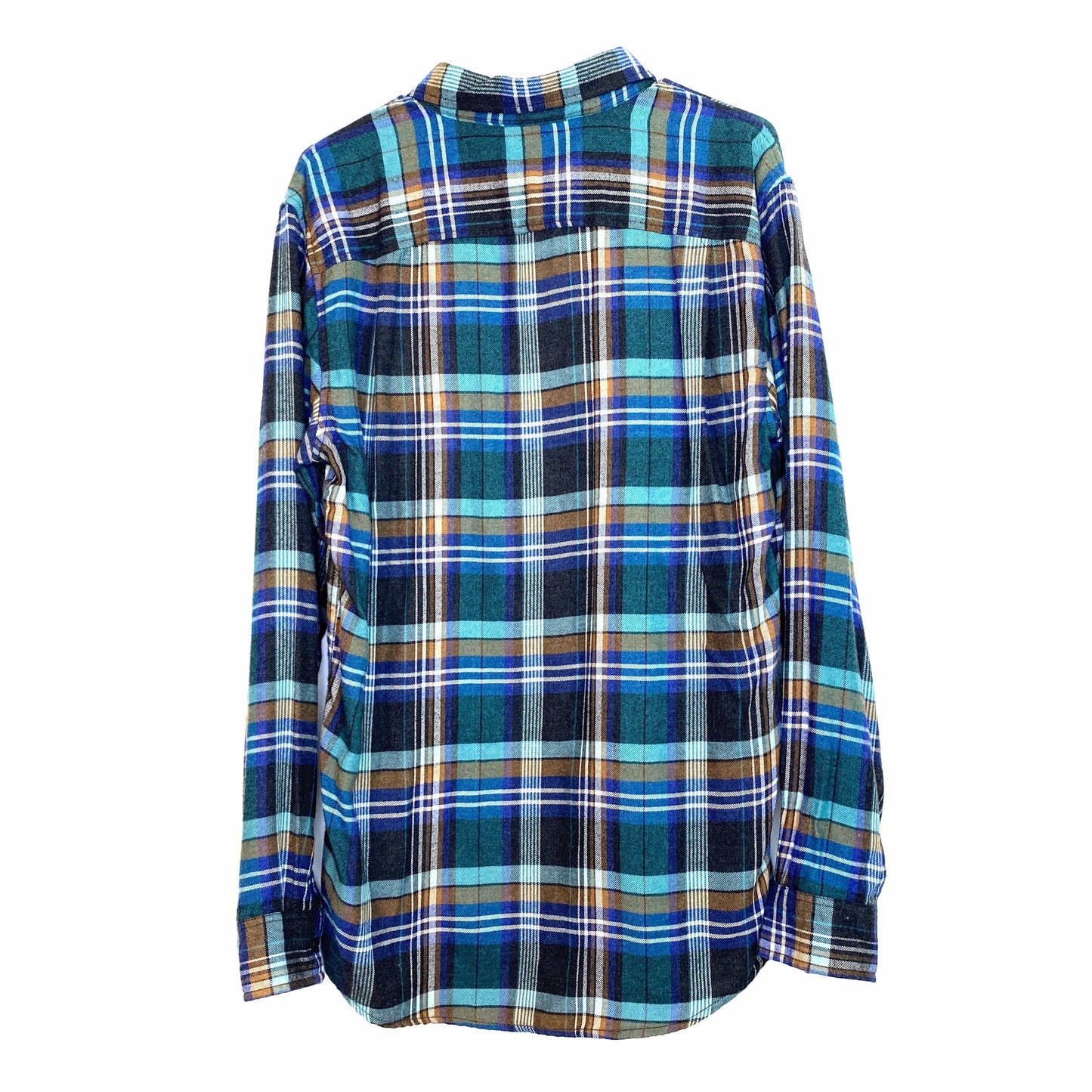 Original Weatherproof Mens Size M Green Blue Plaid Shirt Flannel Button-Down L/s