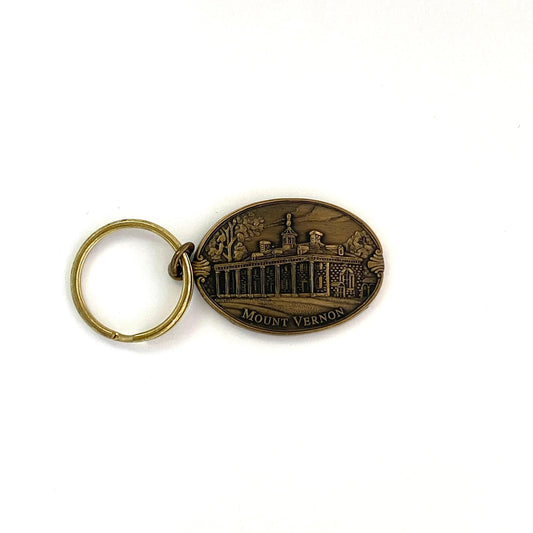 Vintage Mount Vernon Travel Souvenir Solid Brass Keychain Key Ring Charm