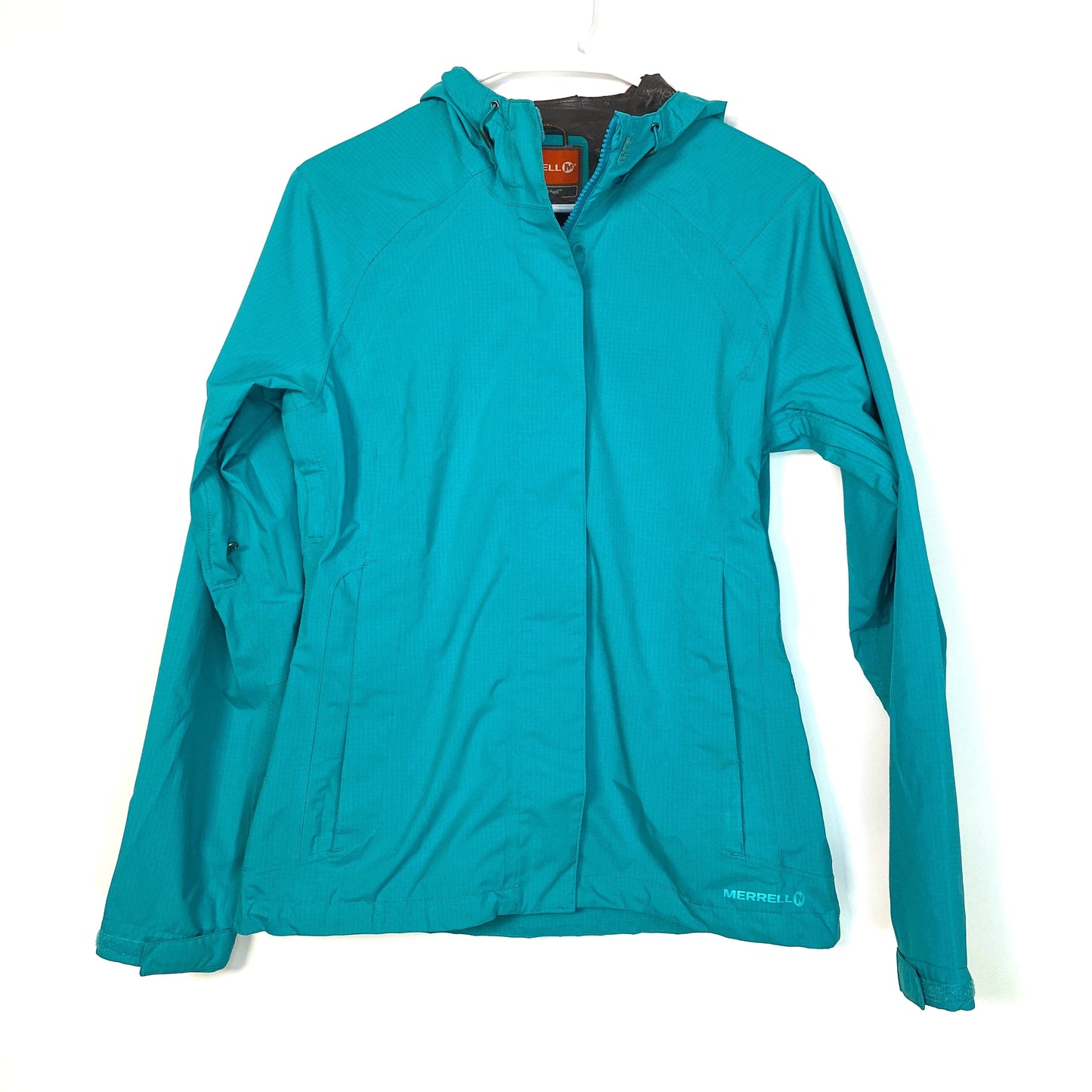 MERRELL Womens Size S Teal Blue Opti-Shell Zip-Up Hooded Jacket L/s