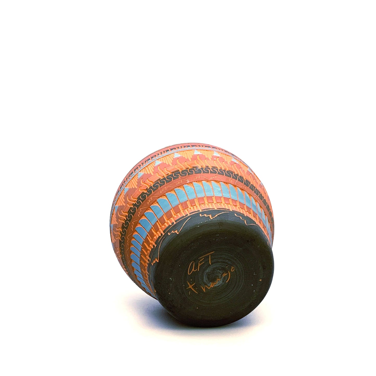 Native Navajo Pottery Anna Tsosie Signed Vase Terra Cotta Hand Etched - Medium 8”