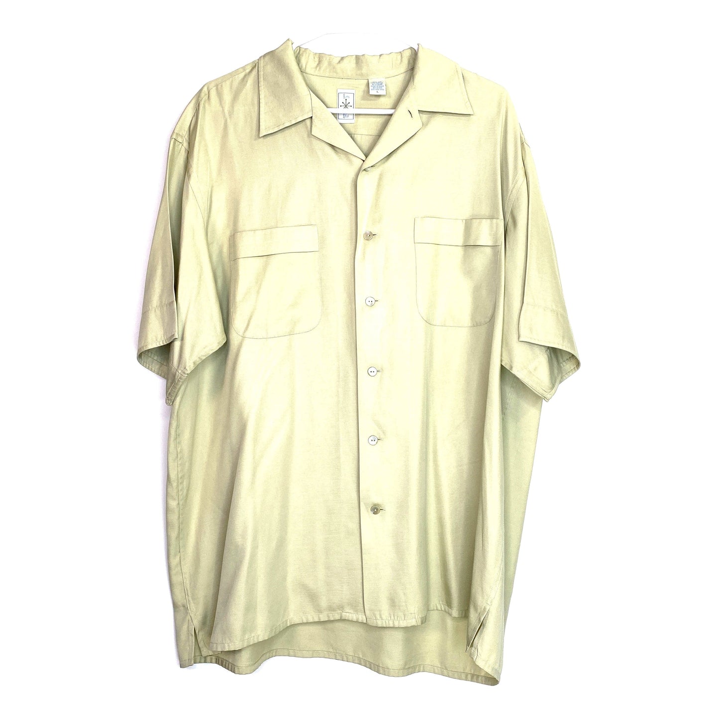 Burma Bibas Mens Casual Shirt Size L Light Lime Green Button-Up S/s