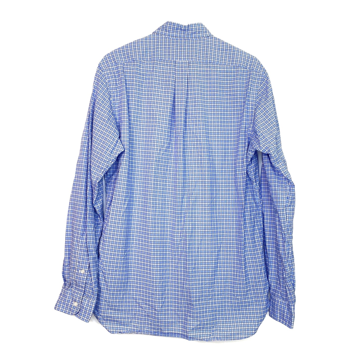 RALPH LAUREN Mens Size M Blue White Checked Long Sleeve Button Down Dress Shirt