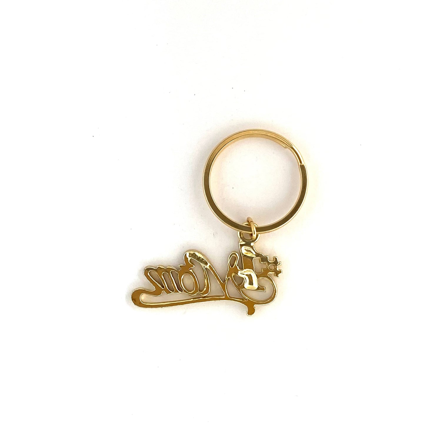 Vintage “#1 Mom” Goldtone Metal Keychain Key Ring Metal Charm