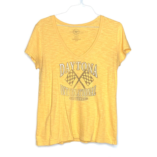‘47 Brand Womens Size XXL Yellow “Daytona International Speedway” V-Neck S/s