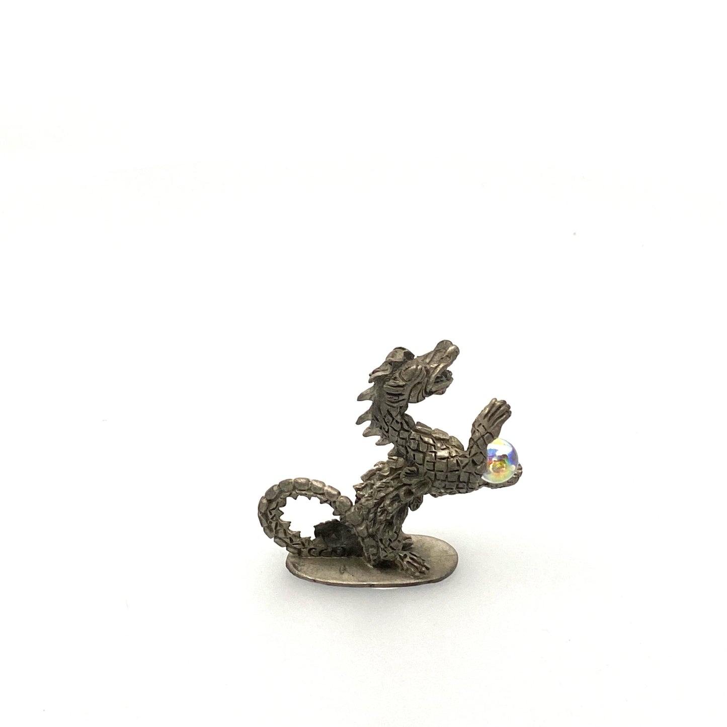 Spoontiques 1983/1984 Pewter Dragon Figurine w/Glass Ball #4009