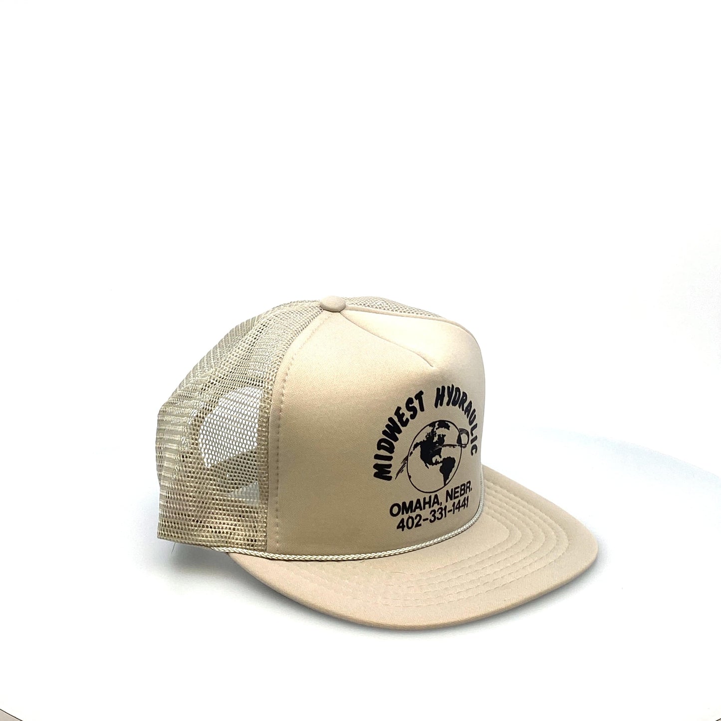 Vintage Nova MIDWEST HYDRAULIC Beige Foam Mesh Trucker Hat SnapBack OS