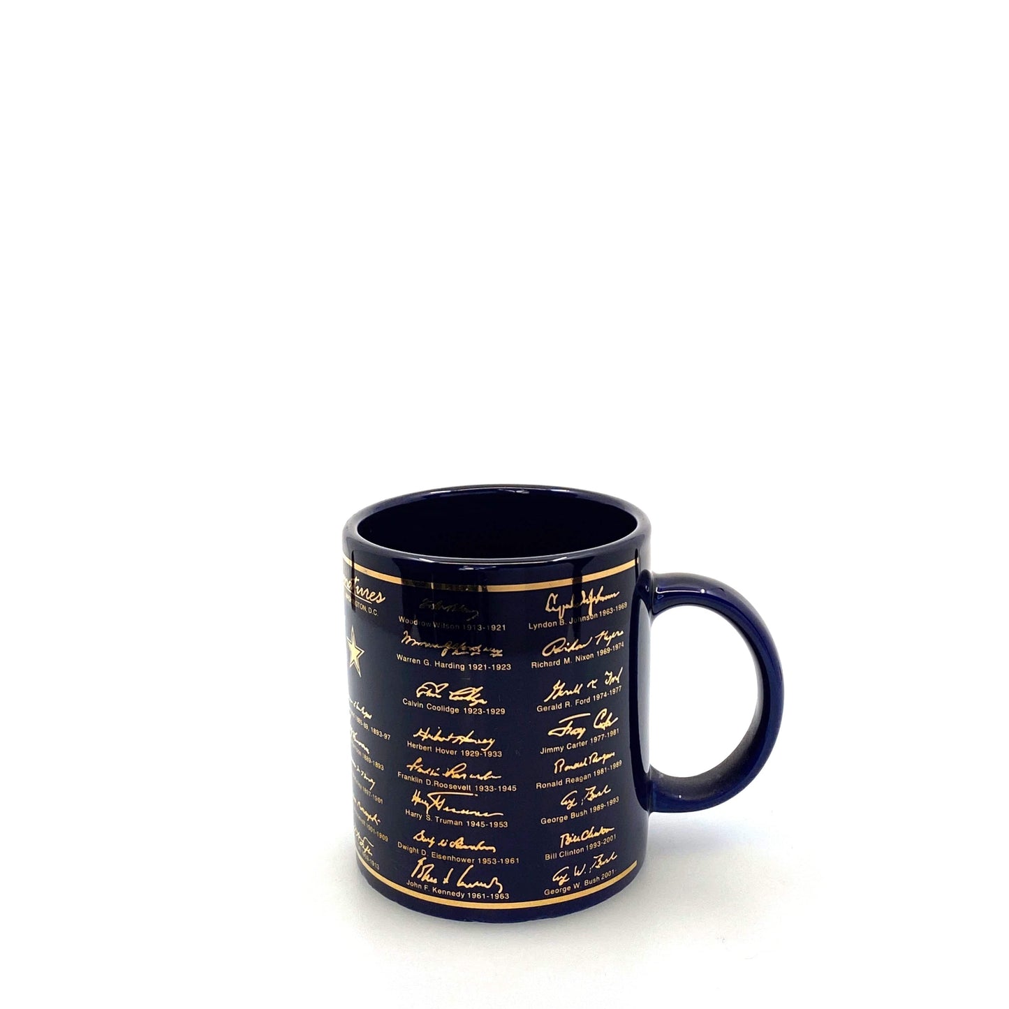 Presidential Signatures 1789 - 2001 Blue Ceramic Coffee Mug Cup, 12 Oz