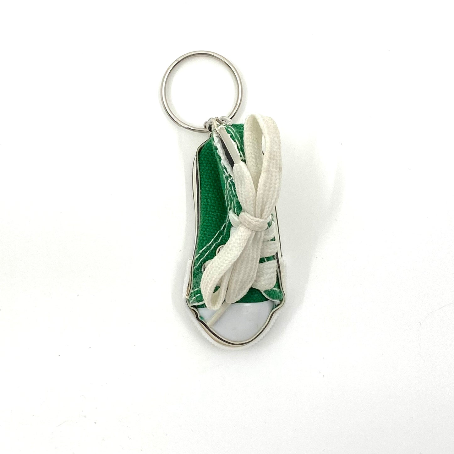 Novelty Hi-Top Sneaker Green Canvas Keychain Charm Key Ring