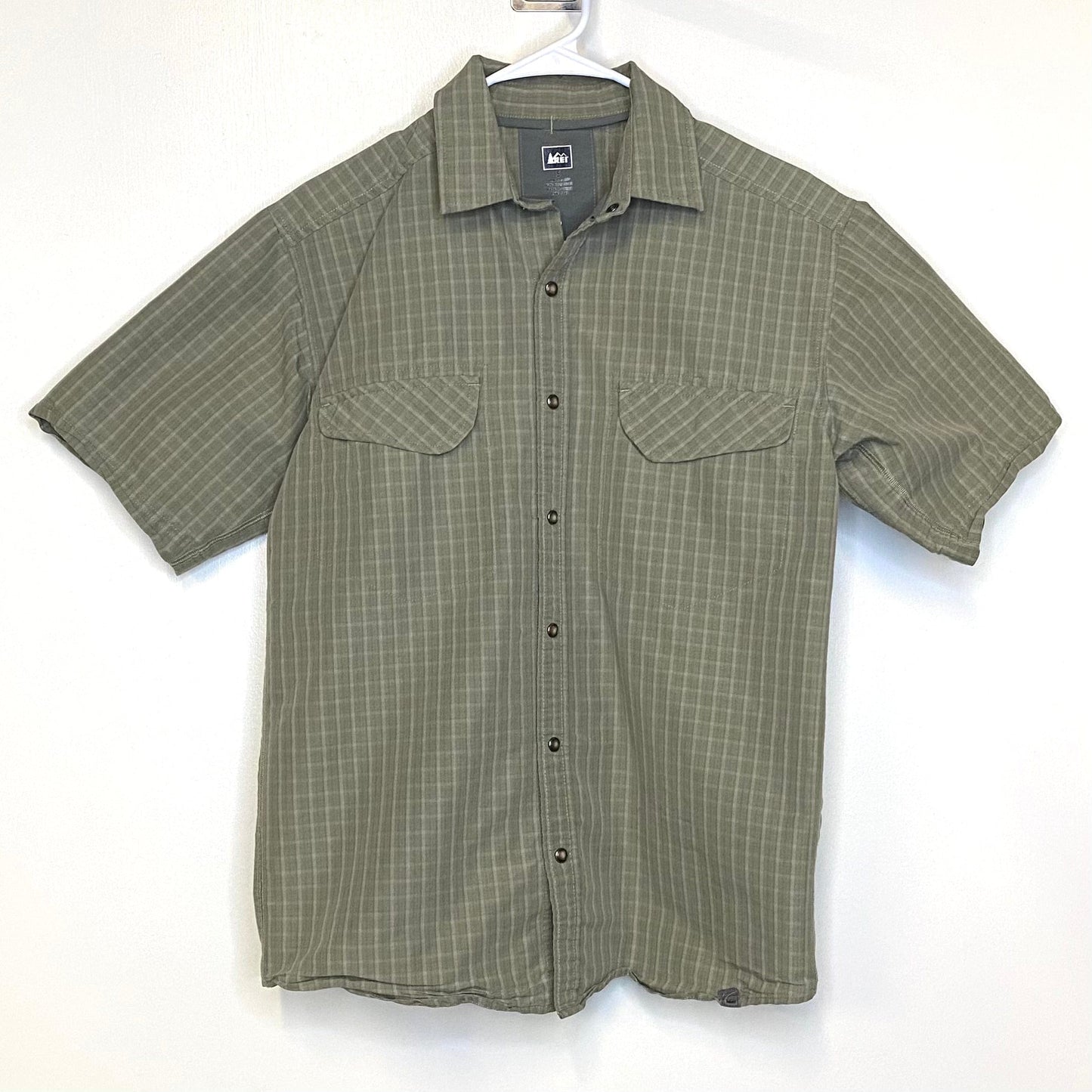 REI Mens Size S Green Casual Snap-Up Shirt S/s Lightweight Breathable