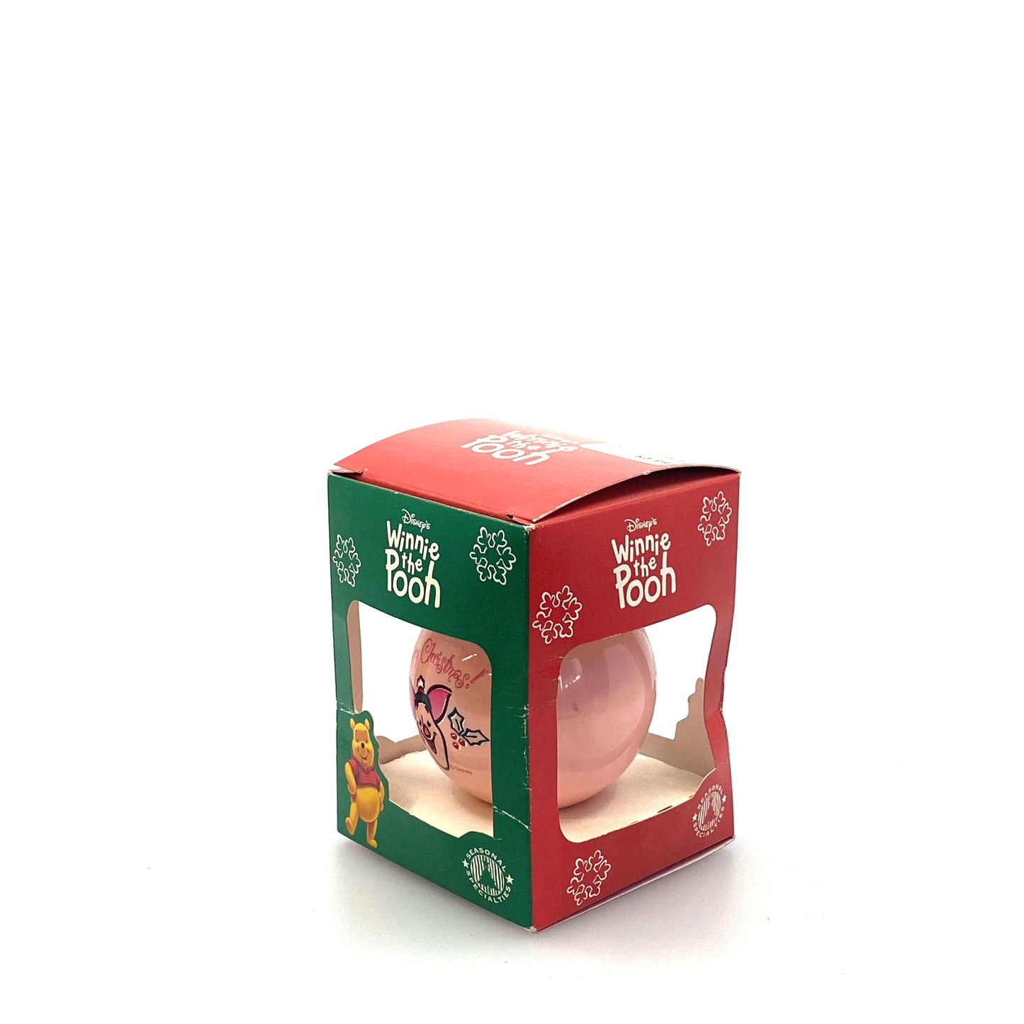 Seasonal Specialties Winne the Pooh “Piglet - Merry Christmas” Holiday Ornament Pink Ball