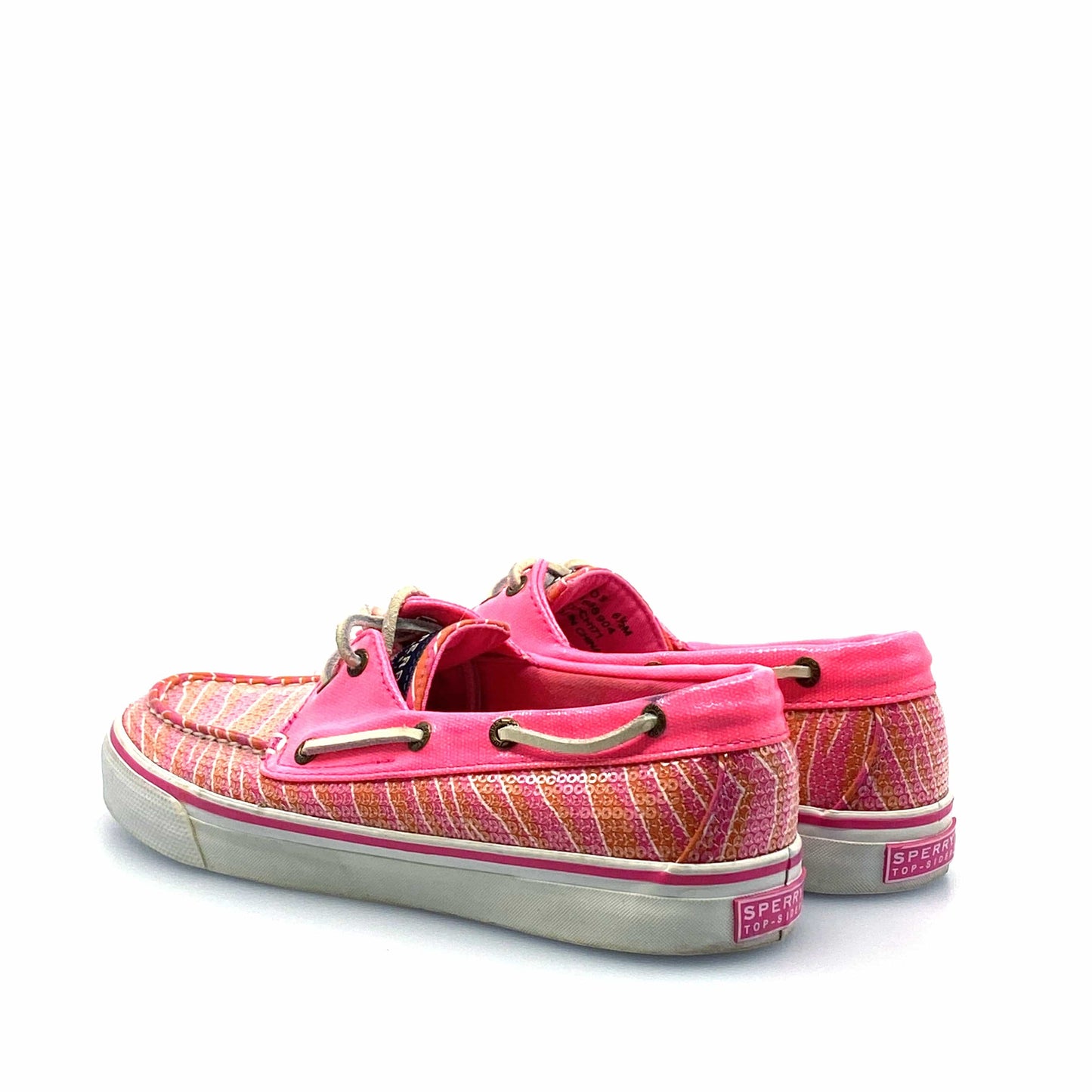 SPERRY Top-Sider Womens Size 6.5M Pink Sequined Boat Shoes Textured Patent Leather