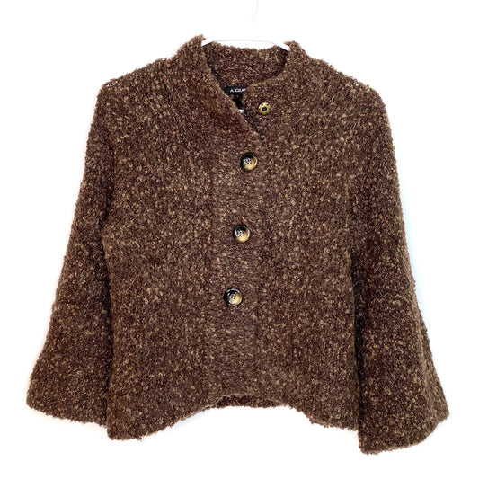 A. Giannetti Womens Size M Brown Cardigan Sweater Button-Up Bell Sleeve