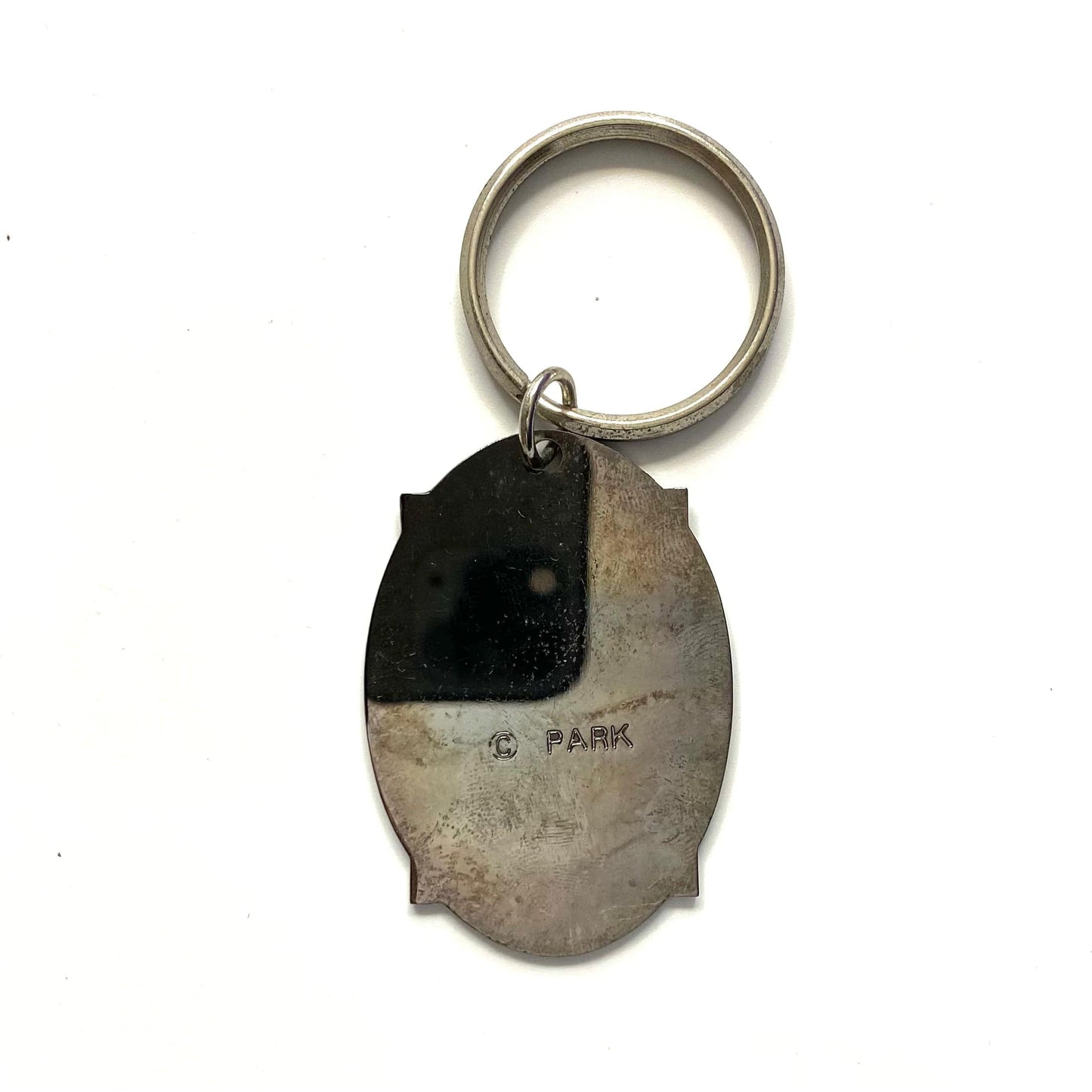 Vintage Park Hannibal, Missouri Mark Twains Home Souvenir Keychain Key Ring Metal Oval Silver