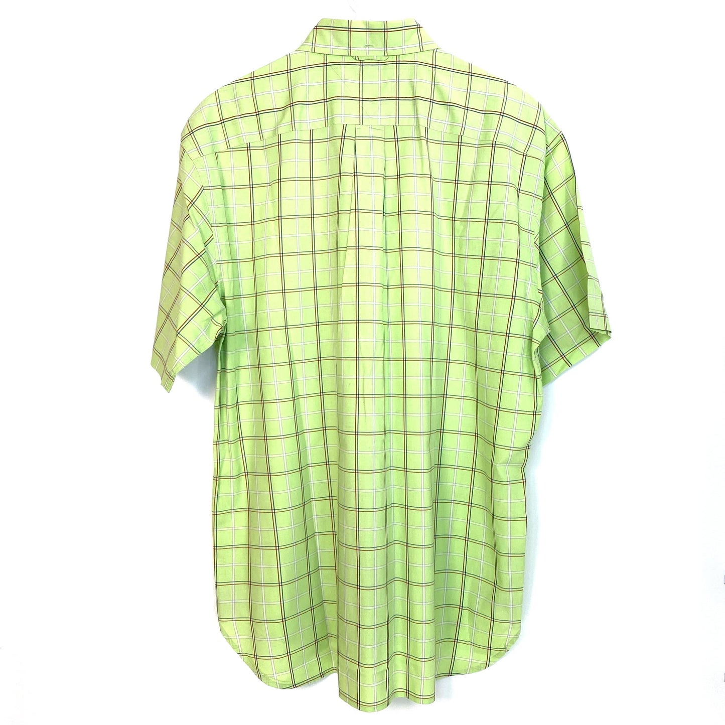 TOMMY HILFIGER Mens Size L Green Plaid Short Sleeve Casual Button-Up L/s