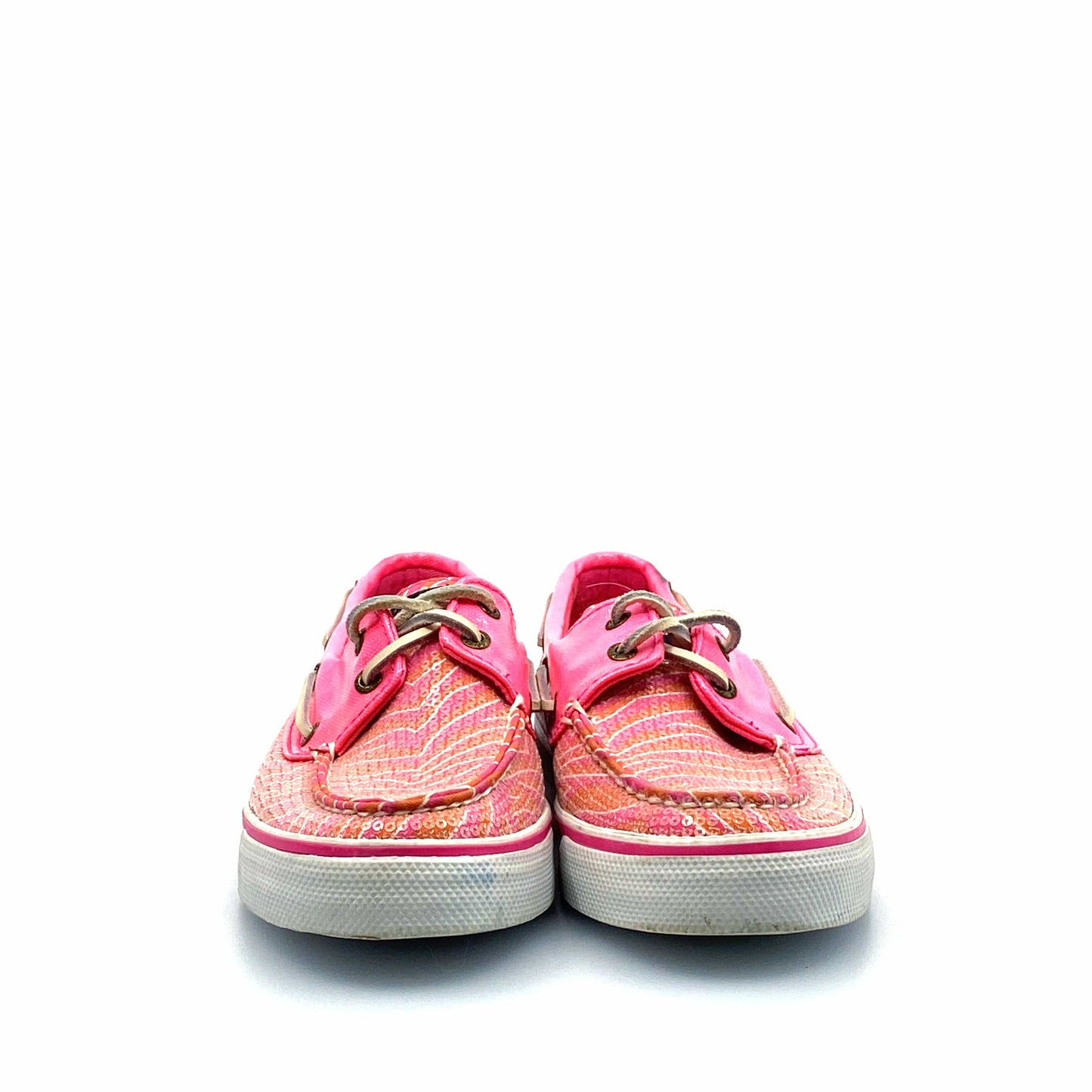 SPERRY Top-Sider Womens Size 6.5M Pink Sequined Boat Shoes Textured Patent Leather