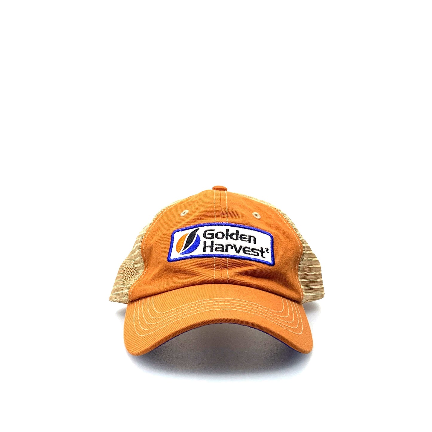 GOLDEN HARVEST Mesh Hook & Loop Trucker Hat Orange Beige OSFM