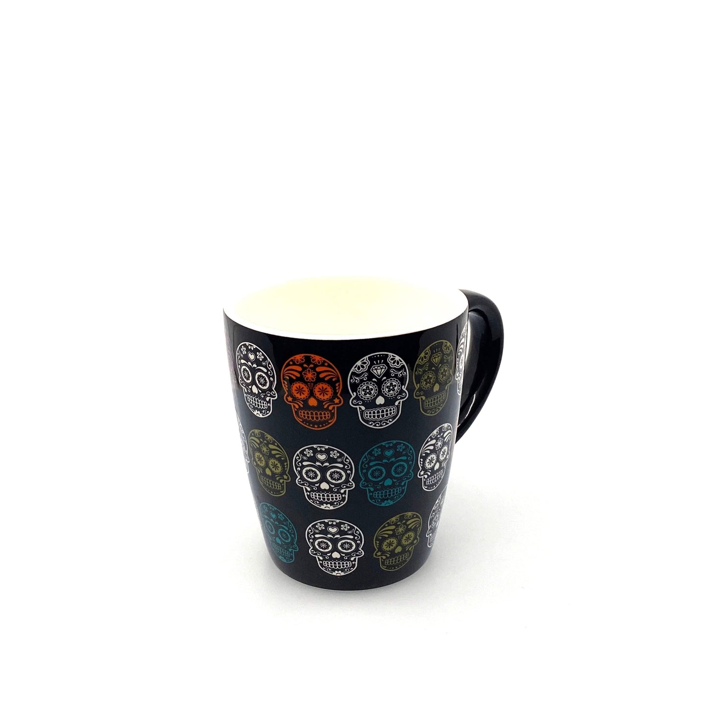 Sugar Skull Pattern Ceramic Coffee Cup Mug, Black - 12oz