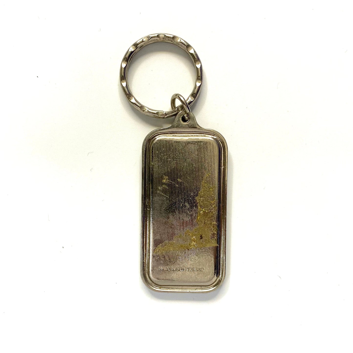 Vintage Indiana Enamel Cardinal Peony Souvenir Keychain Key Ring Metal Rectangle Silver