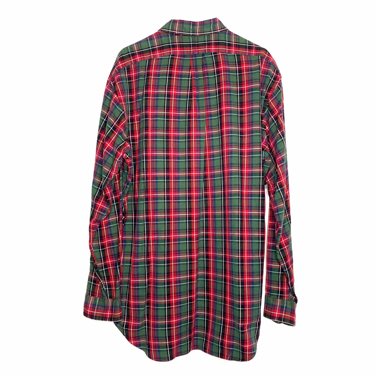 Ralph Lauren Men's Blake Plaid Dress Shirt - Size M - Red/Green/Blue - 100% Cotton