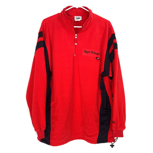 Vintage LEE Detroit Red Wings Pullover Sweatshirt Size XL ¼ Red Fleece L/s