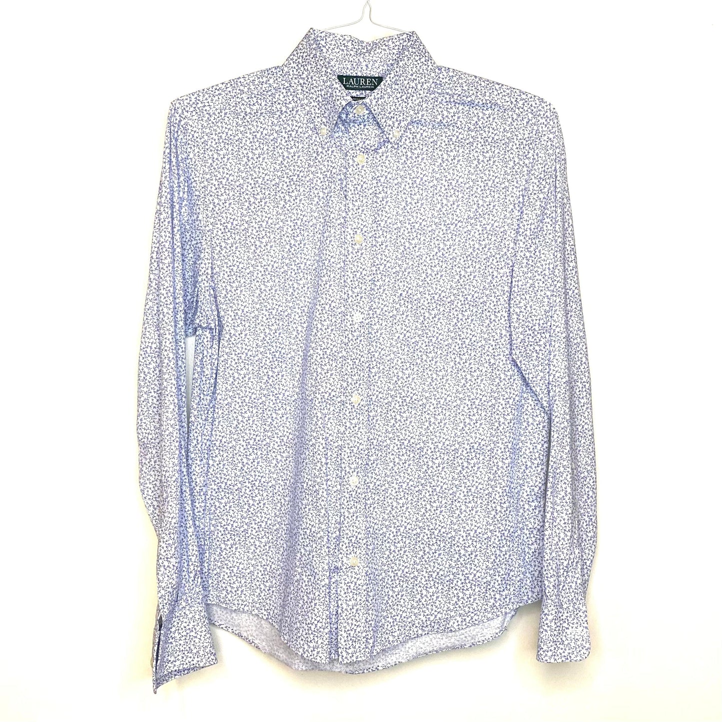LAUREN Ralph Lauren Womens Size S Blue White Floral Shirt Button-Up L/s
