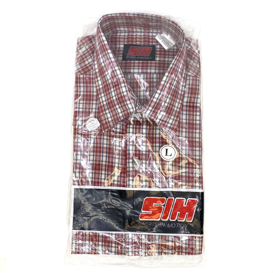 Vintage Sports In Motion Size L Shirt Short Sleeve Button Up Red Plaid