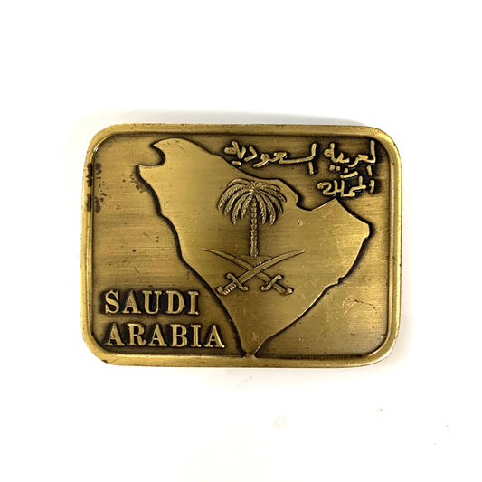 Saudi Arabia Brass Belt Buckle Map