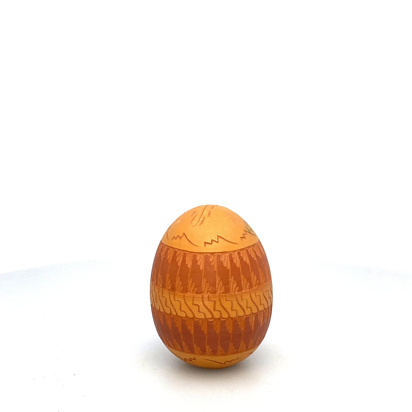 Navajo Pottery by Anna Tsosie Clay Egg Orange Terra Cotta Hand Etched 4”