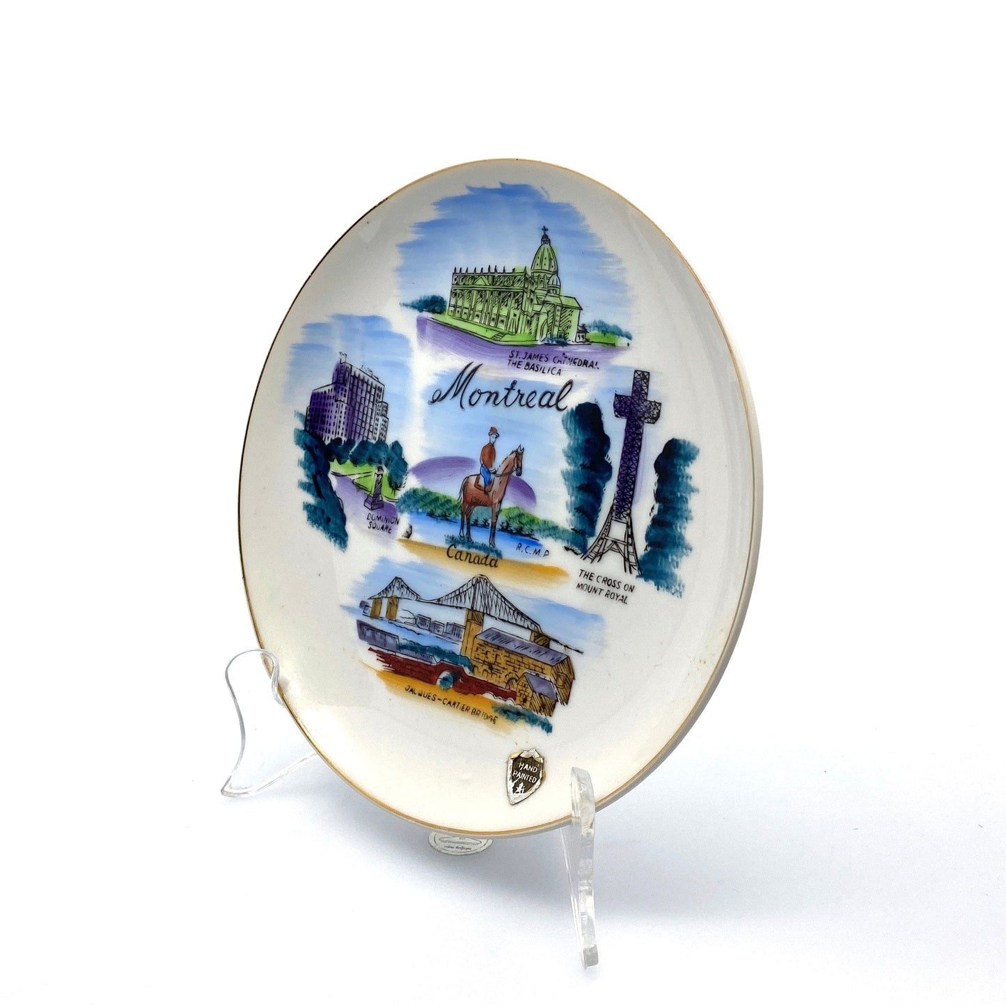 Vintage Montreal Canada Hand Painted Souvenir Collectible Plate, White - 8”