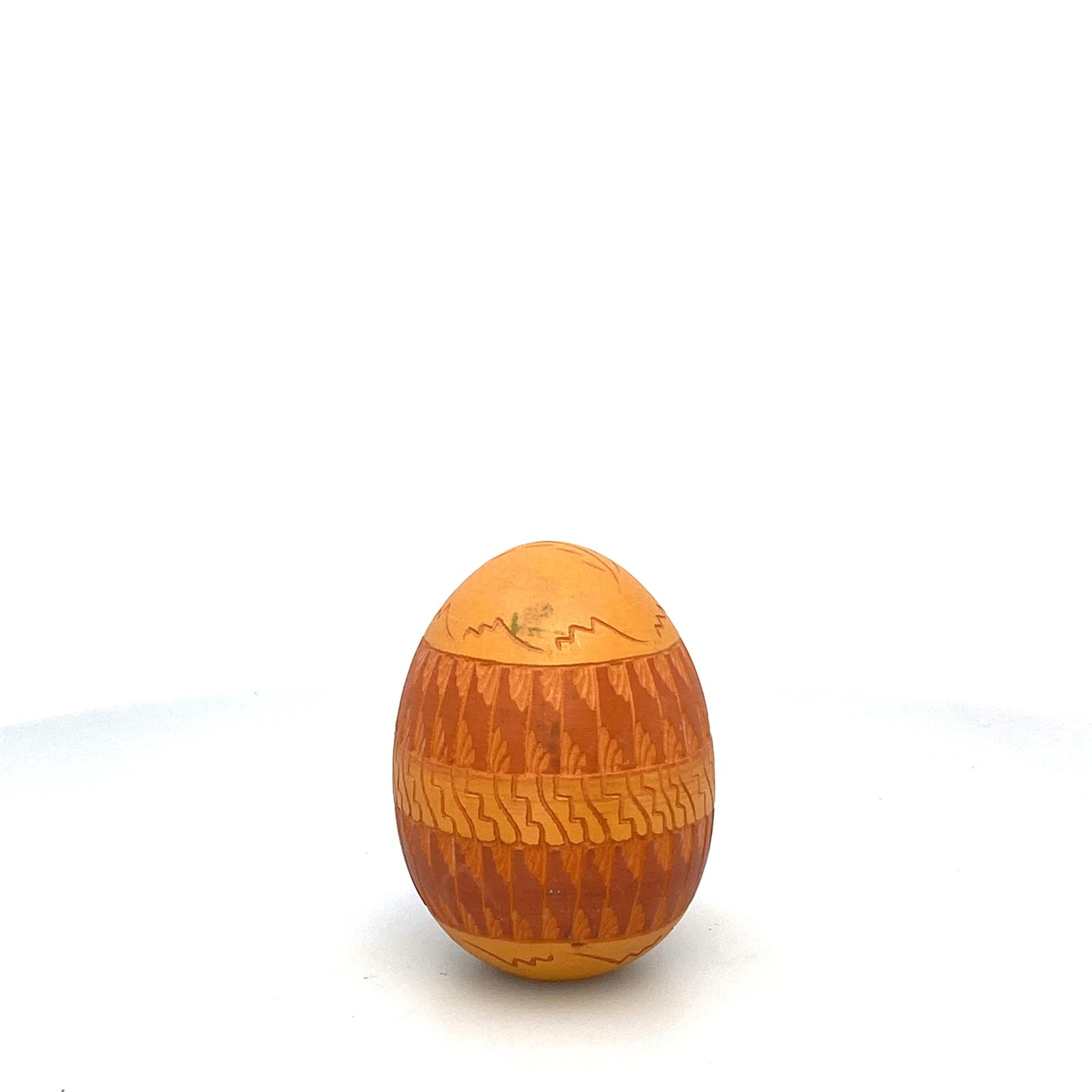 Navajo Pottery by Anna Tsosie Clay Egg Orange Terra Cotta Hand Etched 4”