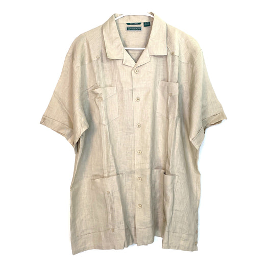 Cubavera | Mens Linen Shirt Button-Up S/s | Color: Beige | Size: XL