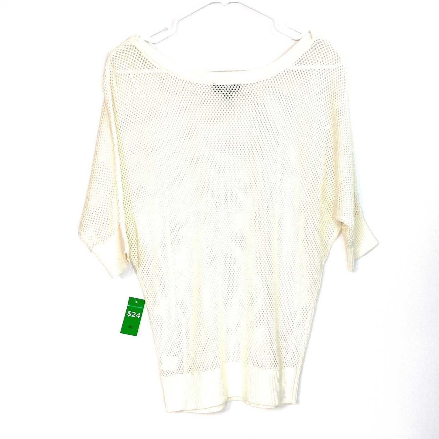 Dip Womens Size S White Mesh Sweater Top ½ Sleeve NWT