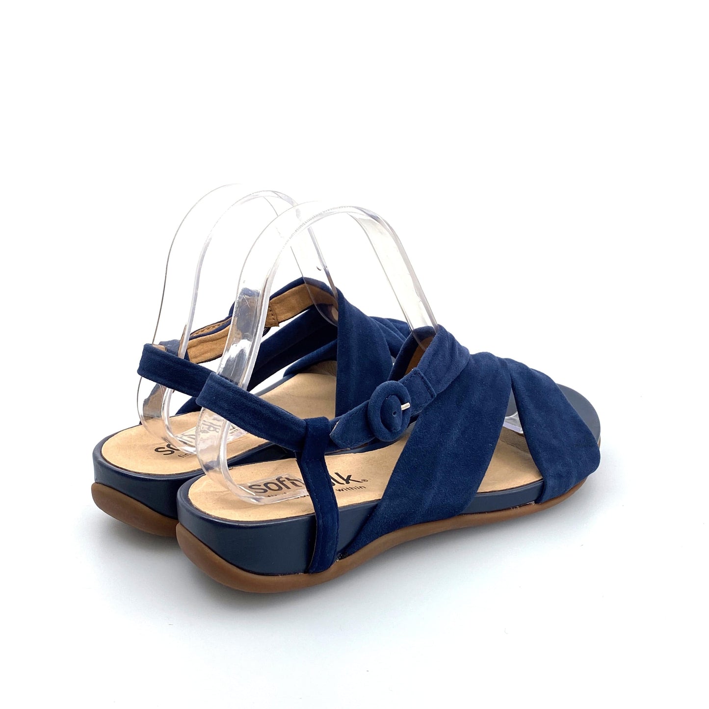 Softwalk Tieli Womens Size 8W Navy Blue Strappy Buckle Sandals Shoes