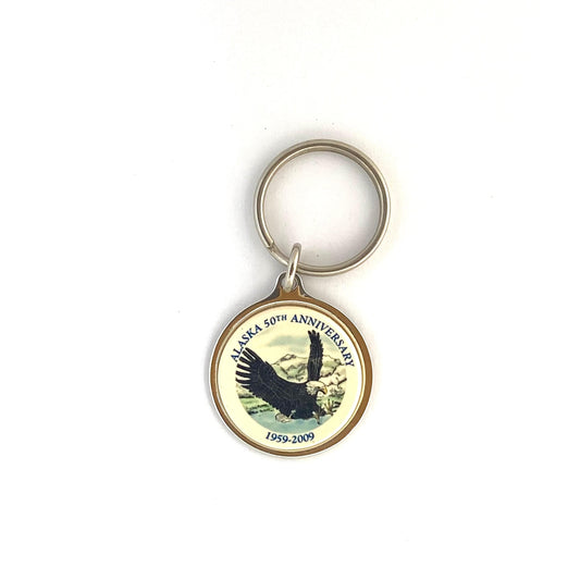 Alaska “50th Anniversary 1959-2009” Enamel Pendant Travel Keychain Key Ring Souvenir