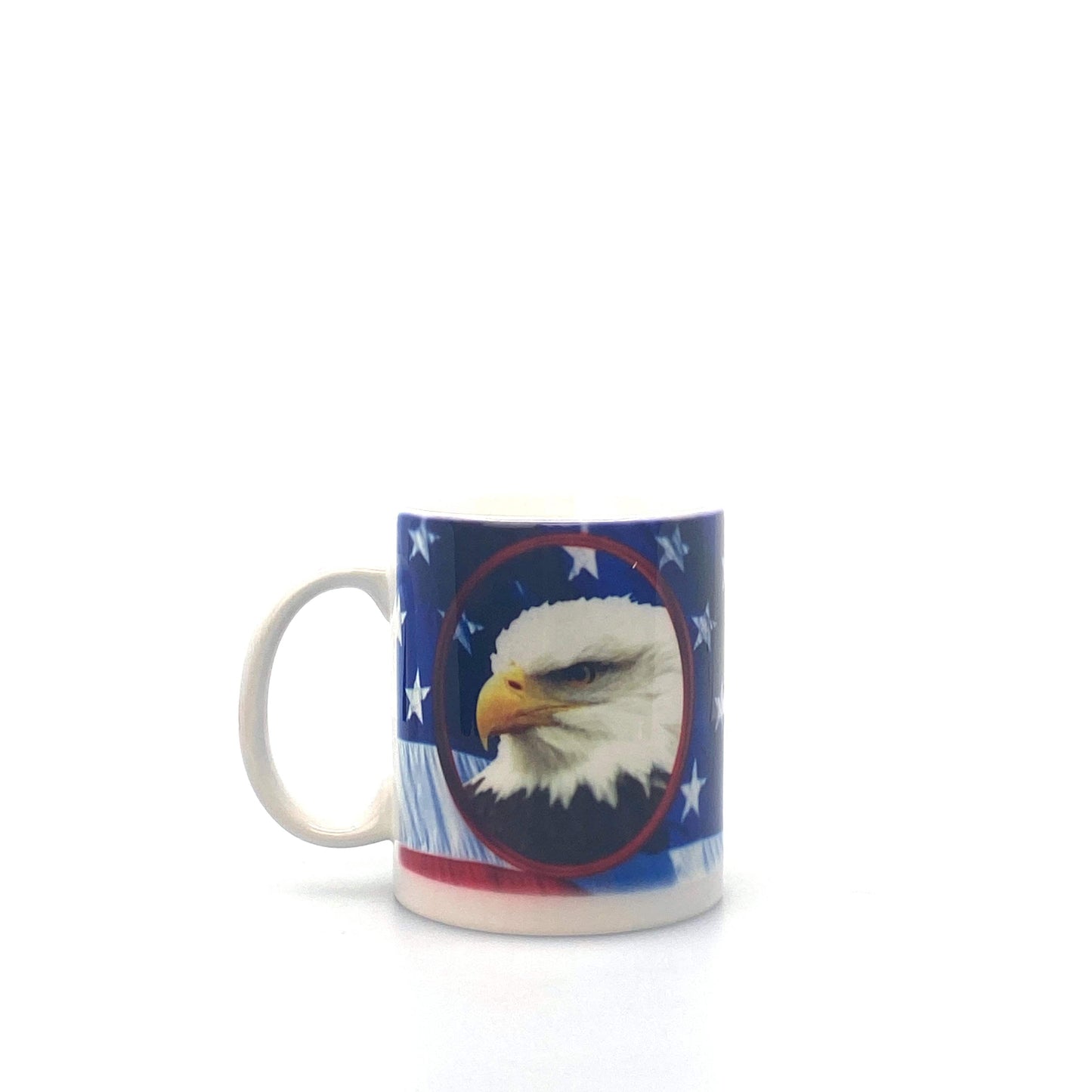 Ceramic America Flag Bald Eagle Patriotic Coffee Cup, White 10 Fl Oz