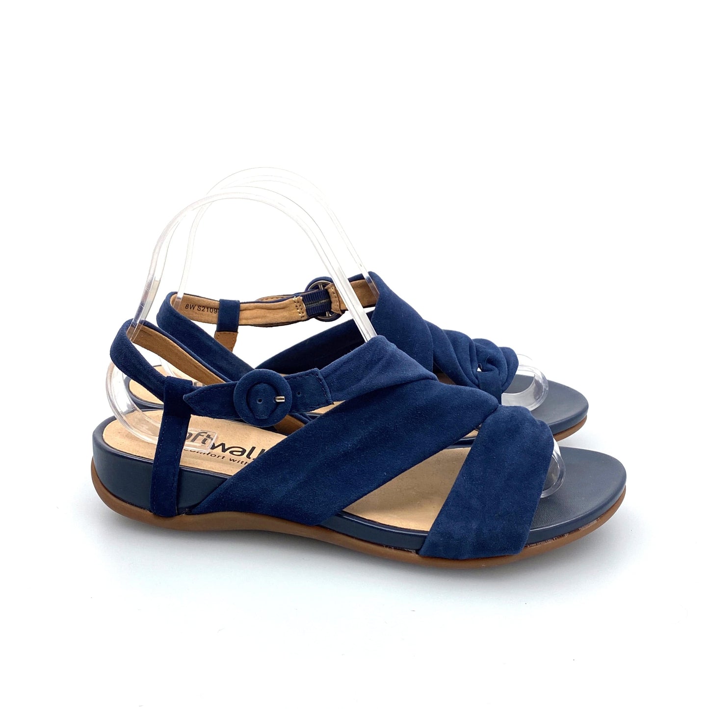 Softwalk Tieli Womens Size 8W Navy Blue Strappy Buckle Sandals Shoes