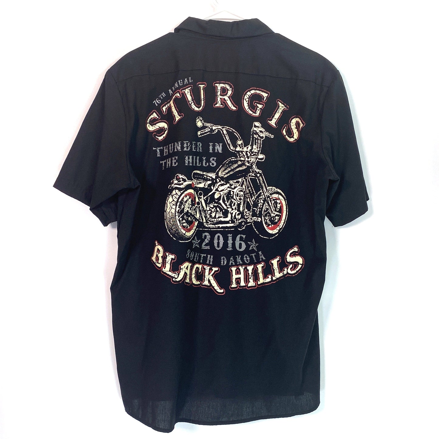 Dickies Mens Size L Black STURGIS RALLY WEEK Work Shirt S/s Button-Up