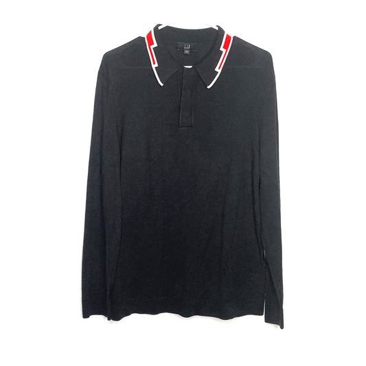 Dunhill Mens Size S Black Silk “D” Polo 3-Button L/s