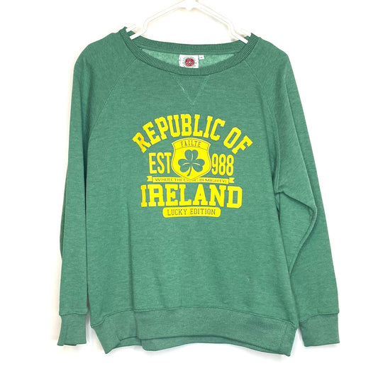 Vintage “Republic of Ireland” Traditional Craftwear Unisex Size XL Green Pullover Sweatshirt L/s