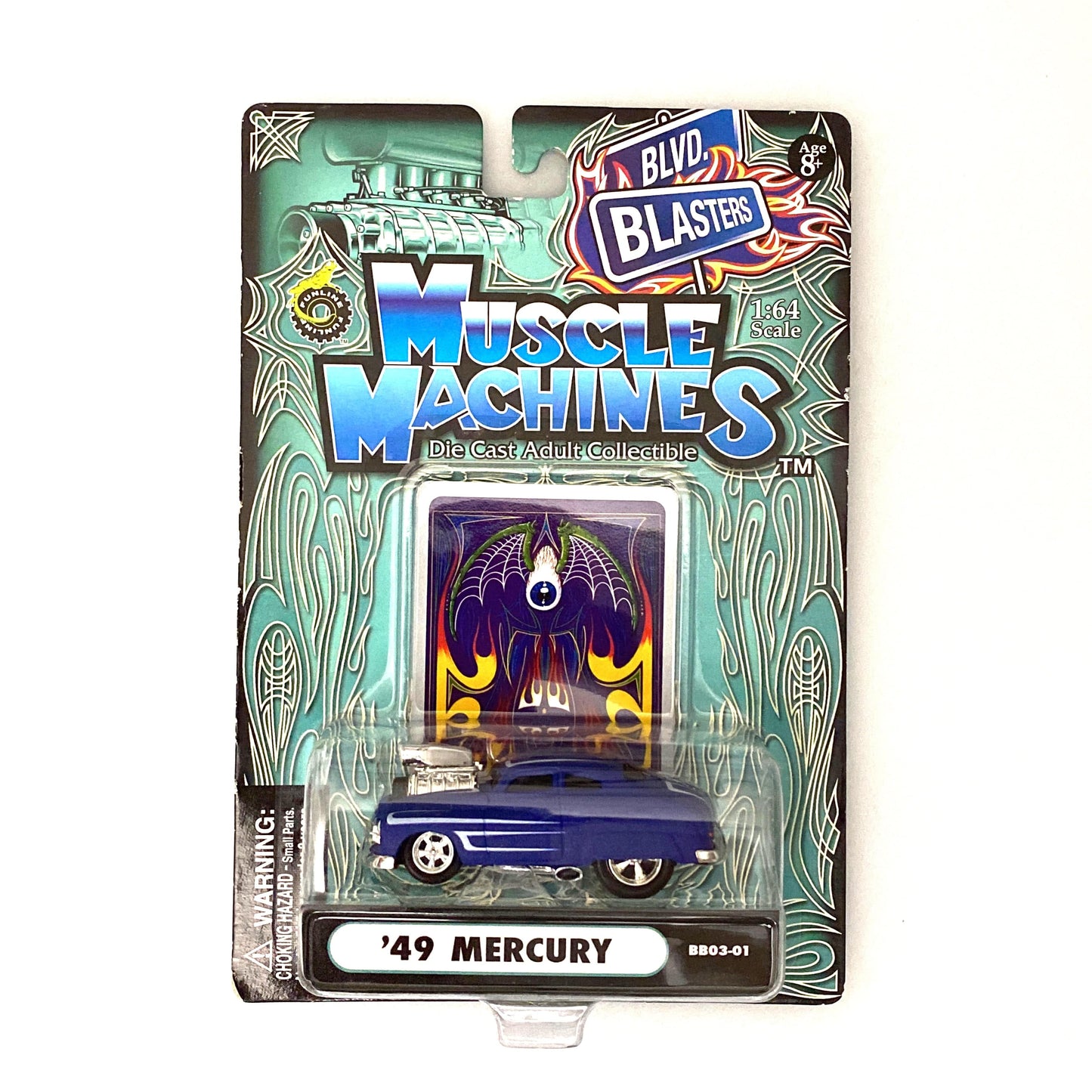 Muscle Machines '49 Mercury Blue Diecast Collectible Car 1:64 Scale Model #BB03-01 BLVD BLASTERS