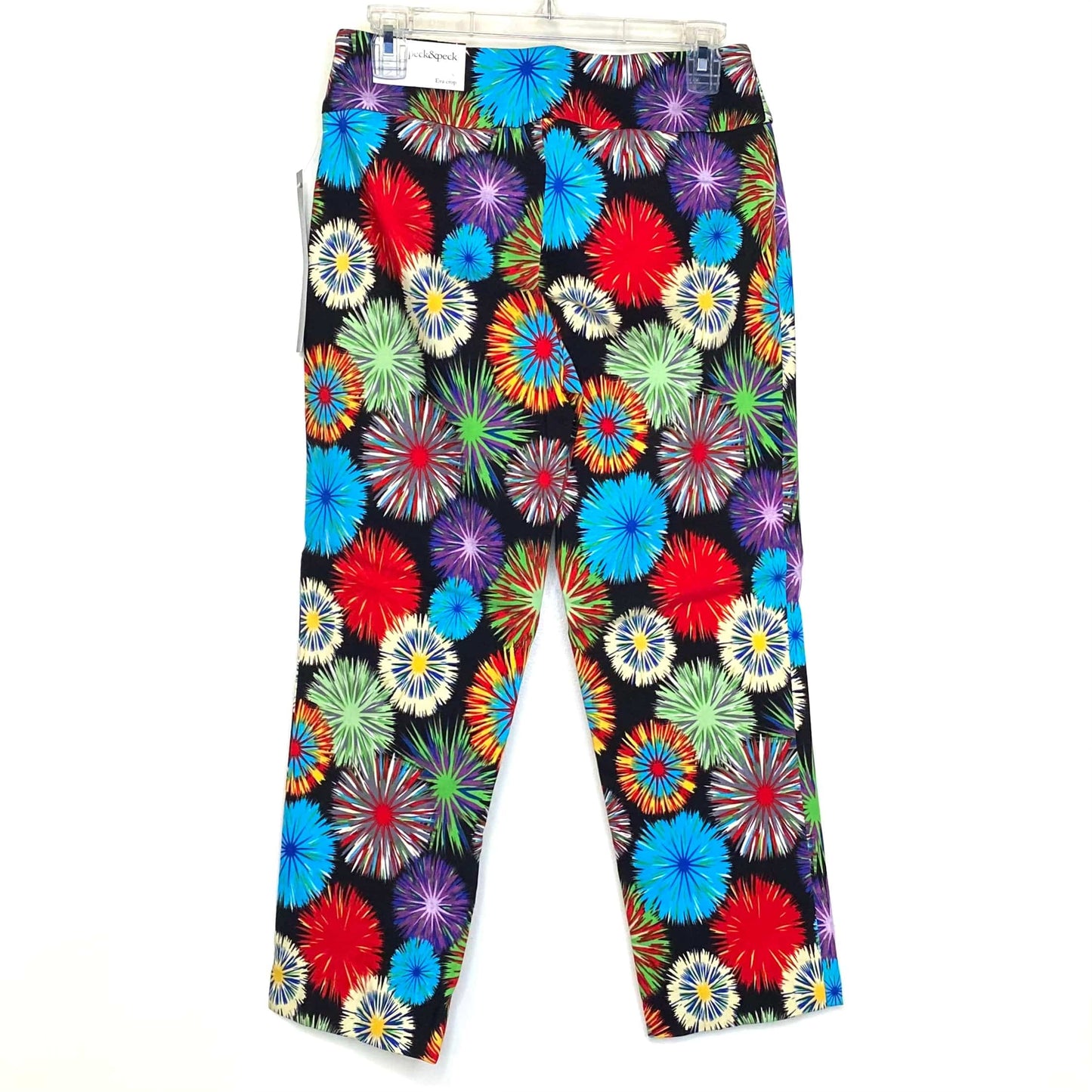 Peck & Peck Womens Size 4 “Eva Crop” Retro Colorful Firework Stretch Capri Pants