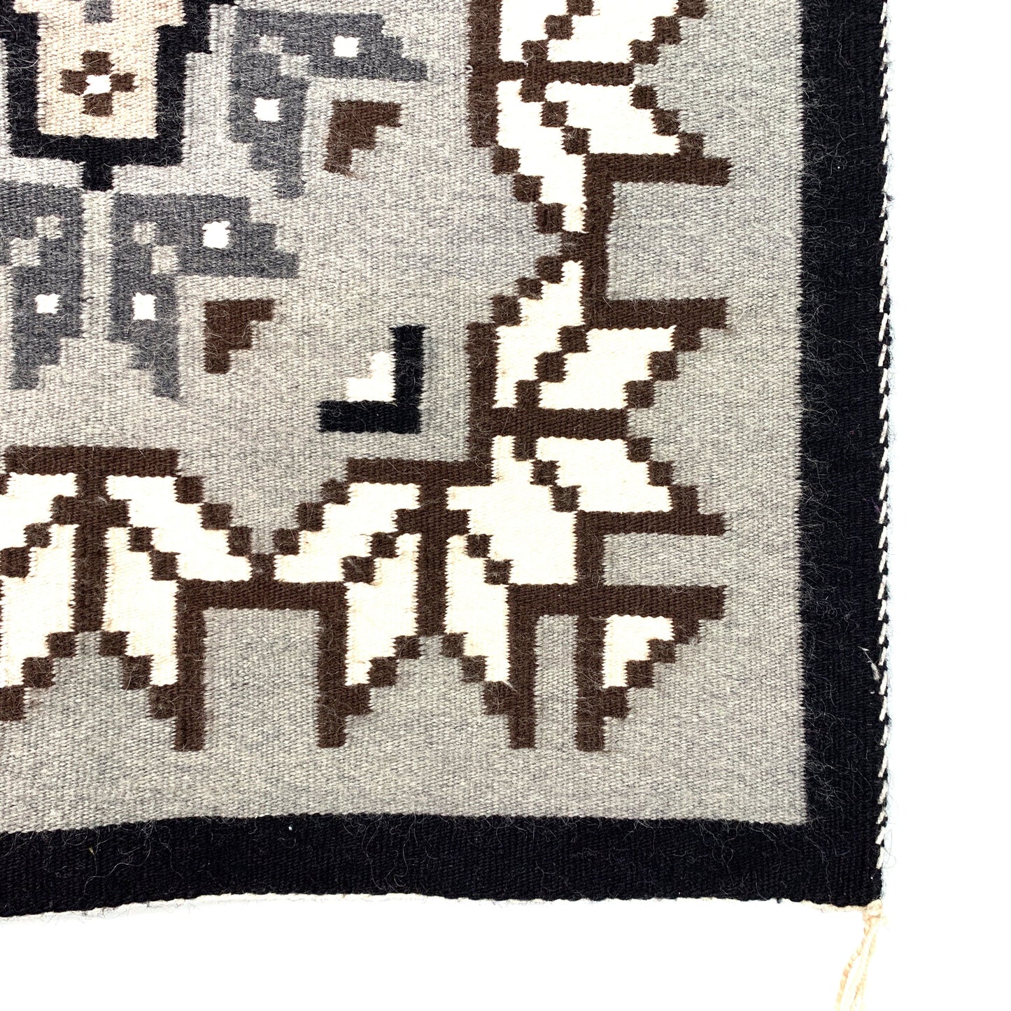 Vintage Navajo Hand-Woven Geometric Gray Kilim Rug by Lena Begay 44” x 29"