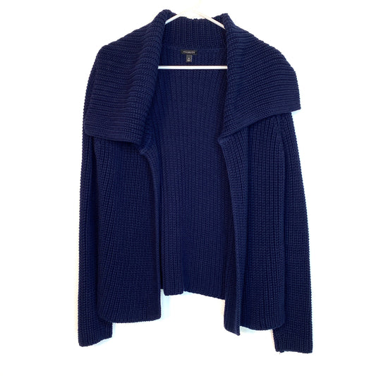 Talbots Womens Size M Navy Blue Chunky Knit Cardigan Sweater Open L/s